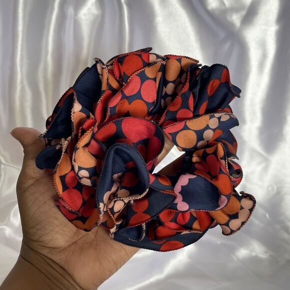 New Women Red Scrunchie Ruffled design Multicolor Polkadots - Picture 14 of 14